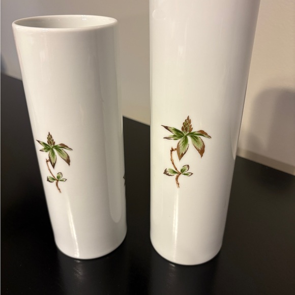 Floral Ceramic Vases - White and Orange - Picture 3 of 5